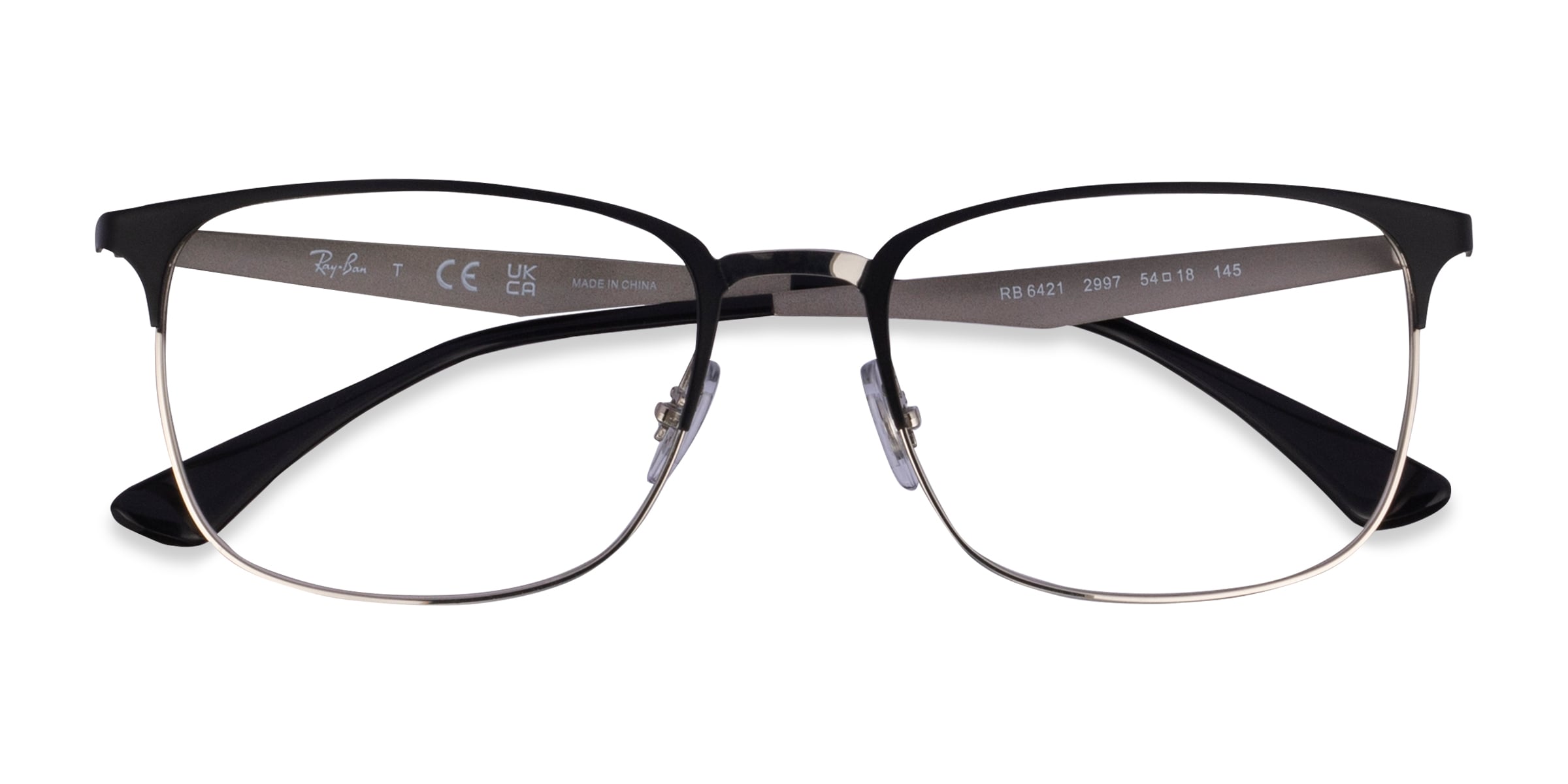 Ray Ban RB6421 Square Matte Black Silver Frame Eyeglasses Eyebuydirect