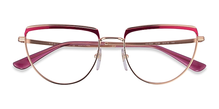Vogue Eyewear VO4230 - Geometric Fuchsia Rose Gold Frame Glasses For Women  | Eyebuydirect