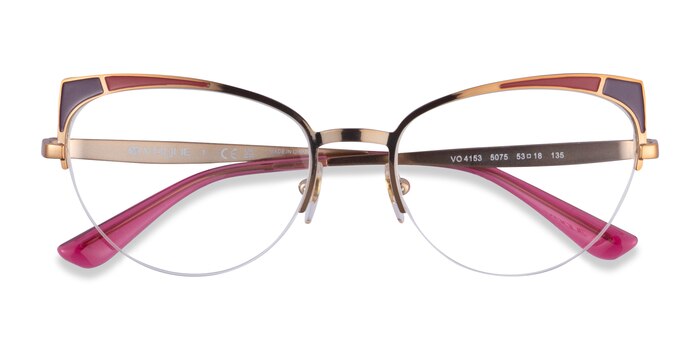 Vogue Eyewear VO4153 - Cat Eye Pink Purple Rose Gold Frame Glasses For ...