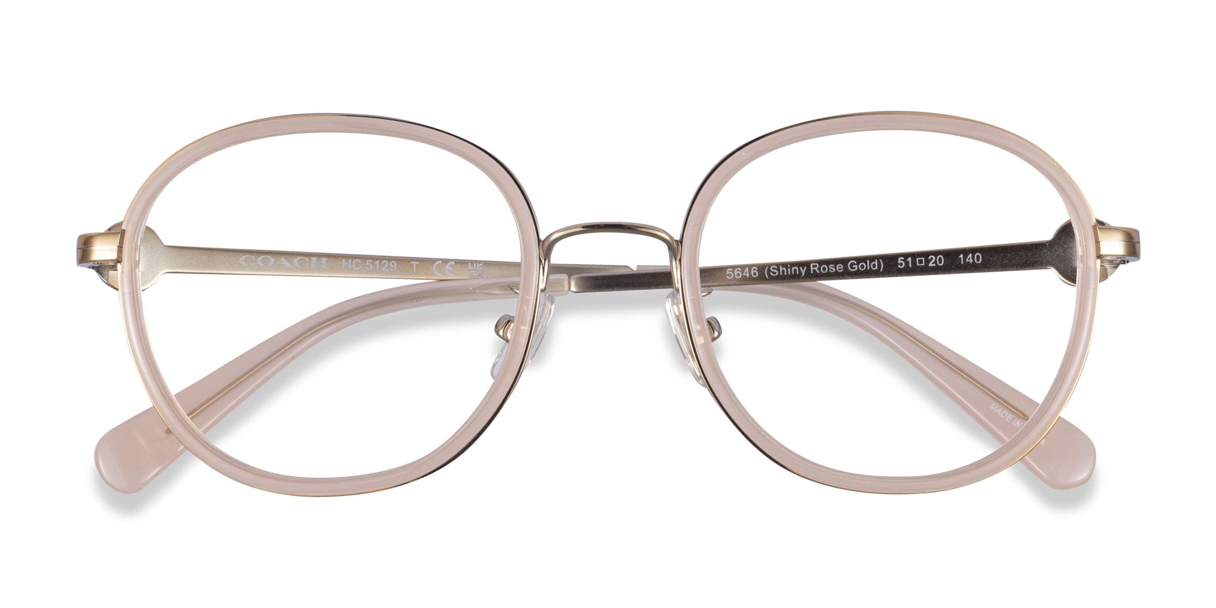 Coach HC5129 - Round Shiny Rose Gold Frame Glasses For Women