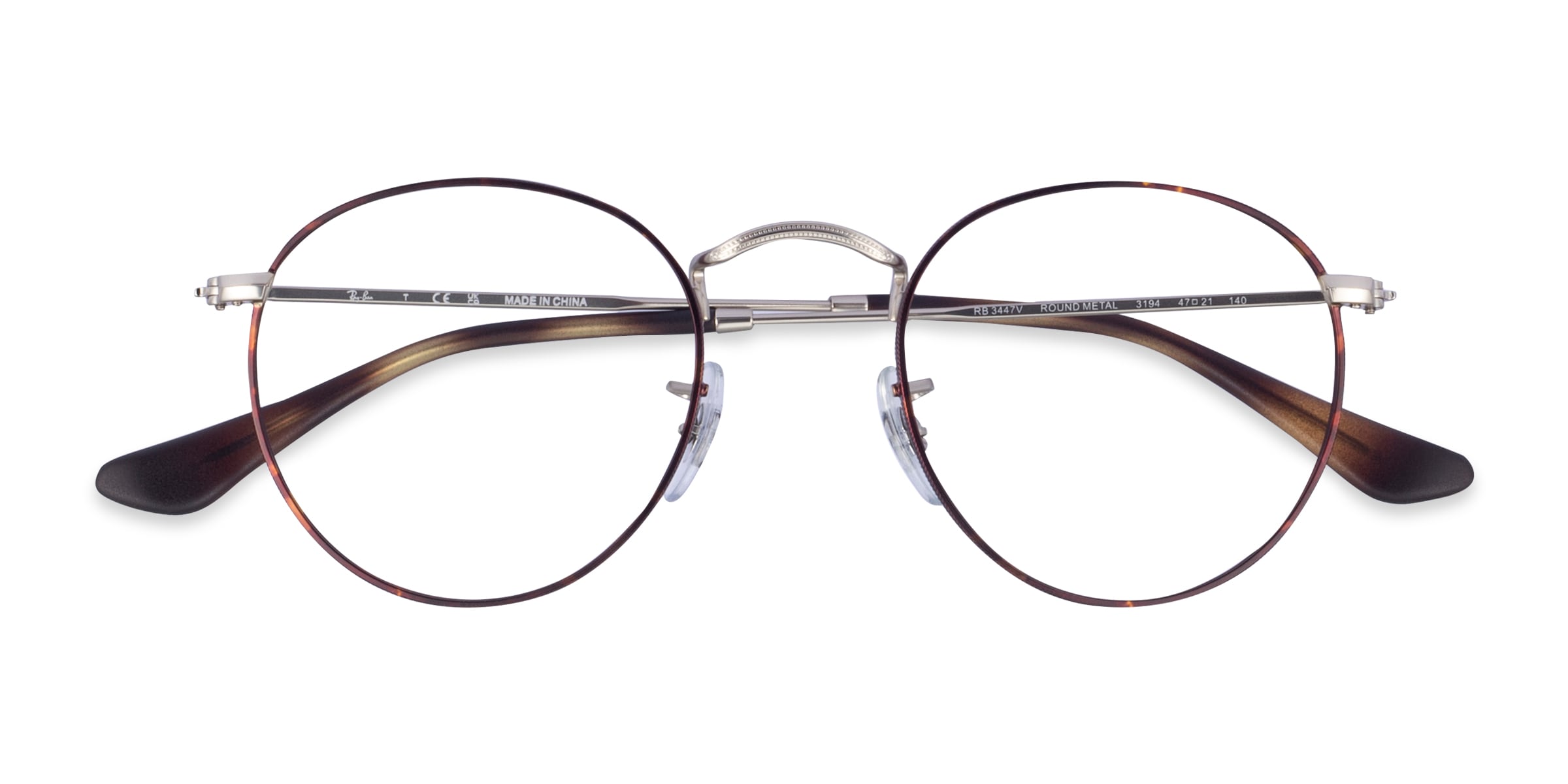 Ray-Ban RB3447V Round - Round Silver Tortoise Frame Eyeglasses | Eyebuydirect