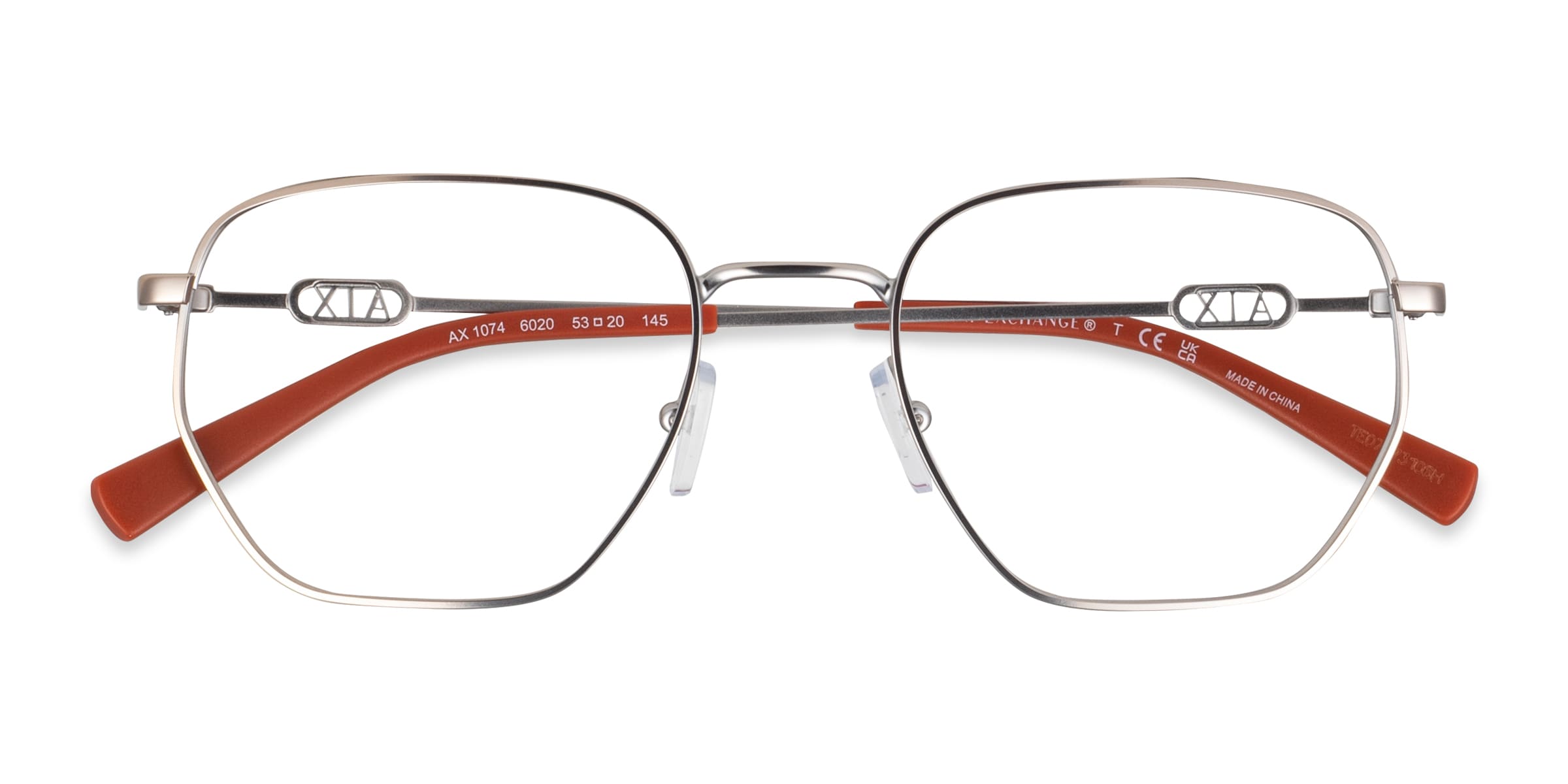 Armani Exchange AX1074 - Geometric Matte Silver Frame Eyeglasses