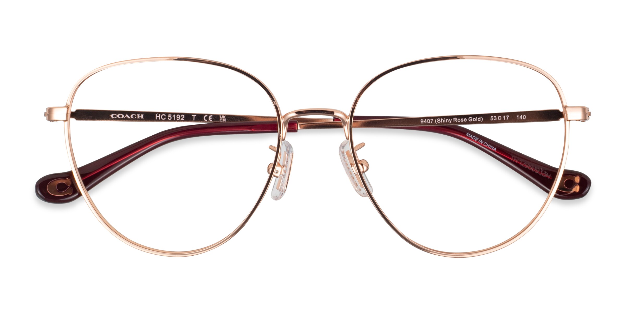 Coach HC5192 - Round Shiny Rose Gold Frame Glasses For Women 