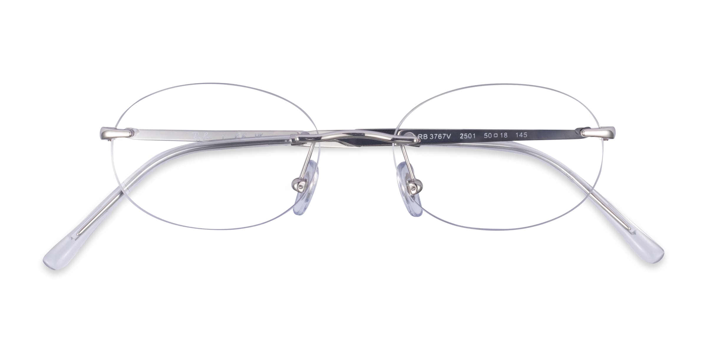 Ray-Ban Rimless Silver Oval Sunglasses Ray-Ban Oval RB1970 91493F Silver Sunglasses - eye-oo.com main image 4