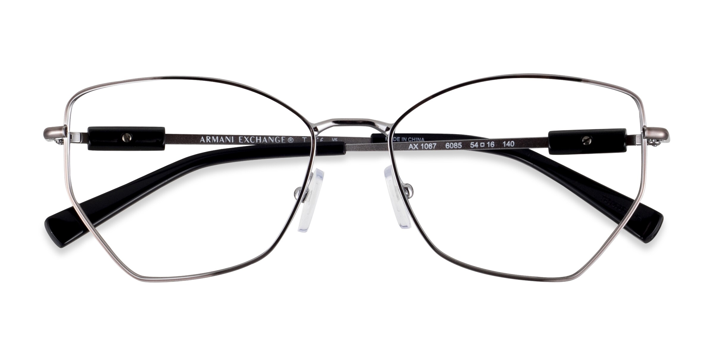 Armani Exchange AX1067 - Geometric Shiny Gunmetal Frame Eyeglasses