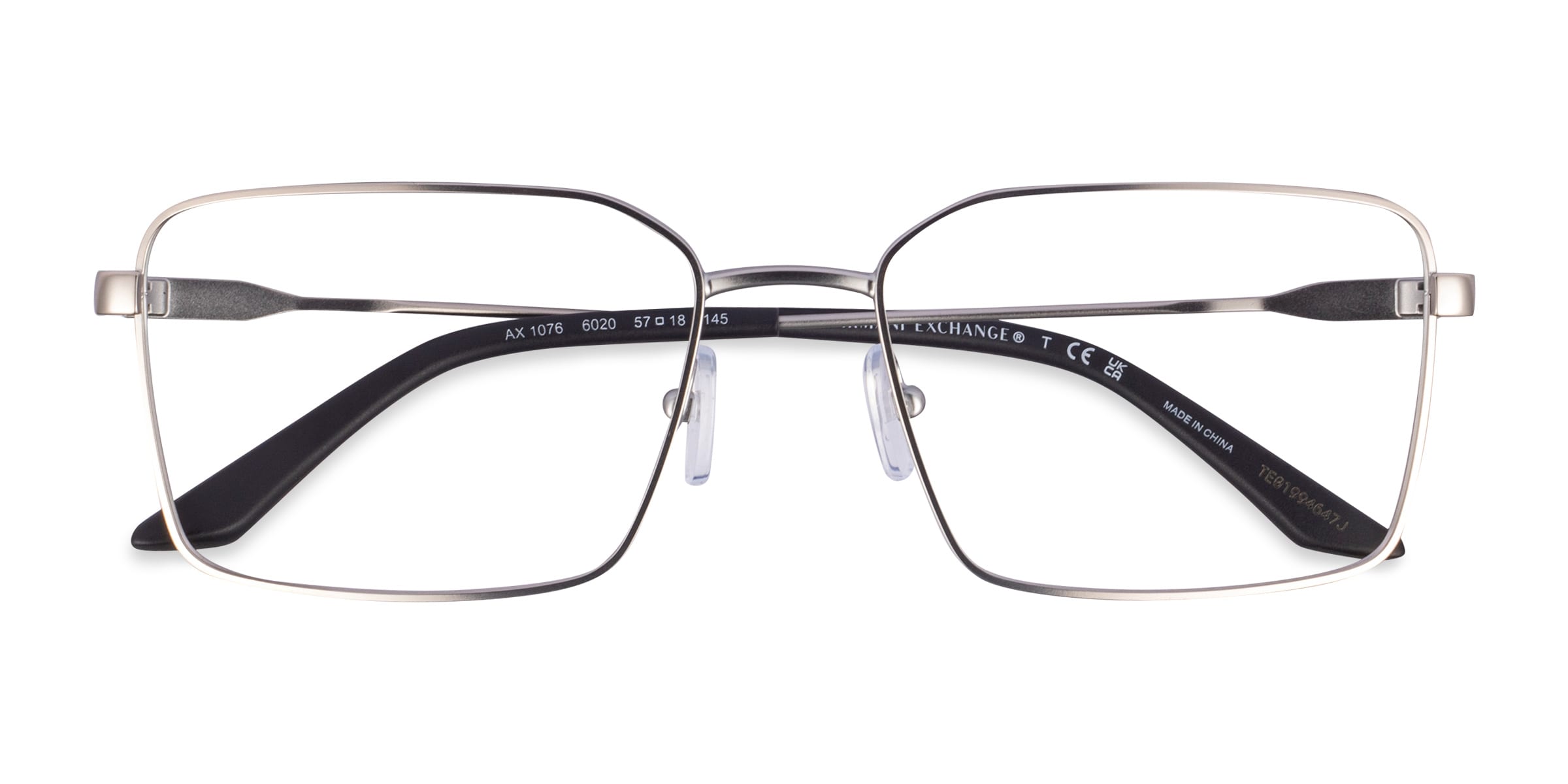 Armani Exchange AX1076 - Rectangle Matte Silver Frame Eyeglasses