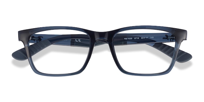Ray-Ban RB7025 - Rectangle Blue Frame Eyeglasses | Eyebuydirect Canada