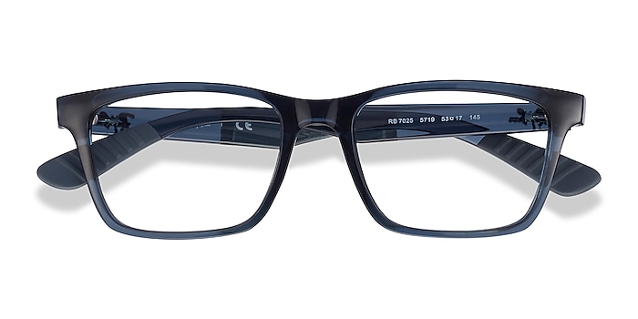 Bolt tørre Først Ray-Ban RB7025 - Rectangle Blue Frame Eyeglasses | Eyebuydirect