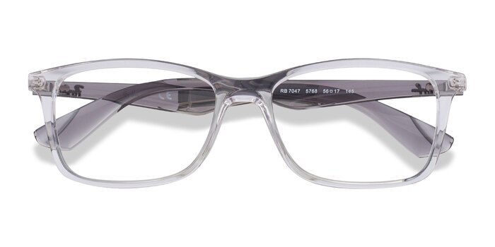 Clear & Gray Ray-Ban RB7047 -  Lightweight Plastic Eyeglasses