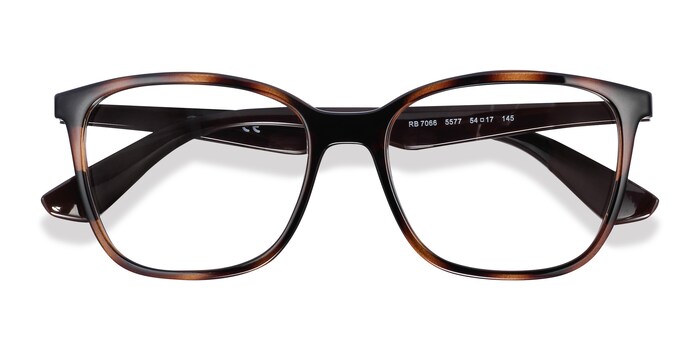 Ray-Ban RB7066 - Square Tortoise Brown Frame Eyeglasses | Eyebuydirect