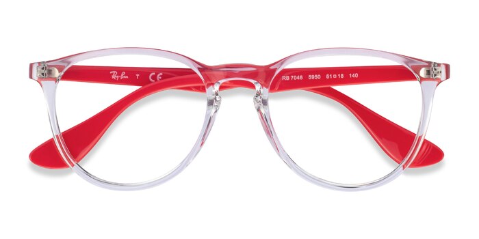 Clear Red Ray-Ban RB7046 -  Lightweight Plastic Eyeglasses