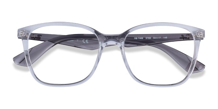 Ray-Ban RB7066 - Square Clear Gray Frame Eyeglasses | Eyebuydirect
