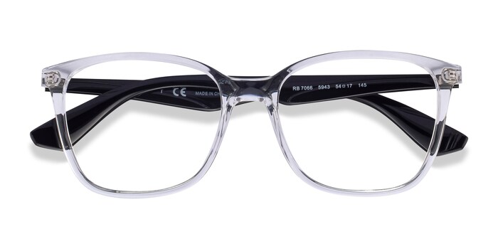 Ray-Ban RB7066 - Square Clear Black Frame Eyeglasses | Eyebuydirect