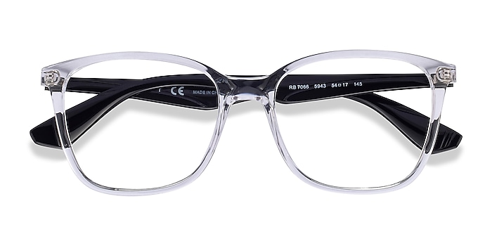 Ray-Ban RB7066 - Square Clear Black Frame Eyeglasses | Eyebuydirect