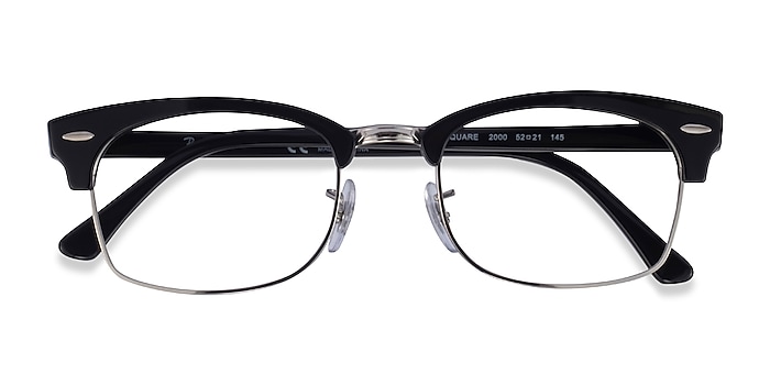 diepvries kaart spanning Ray-Ban Clubmaster Square - Browline Black & Silver Frame Eyeglasses |  Eyebuydirect