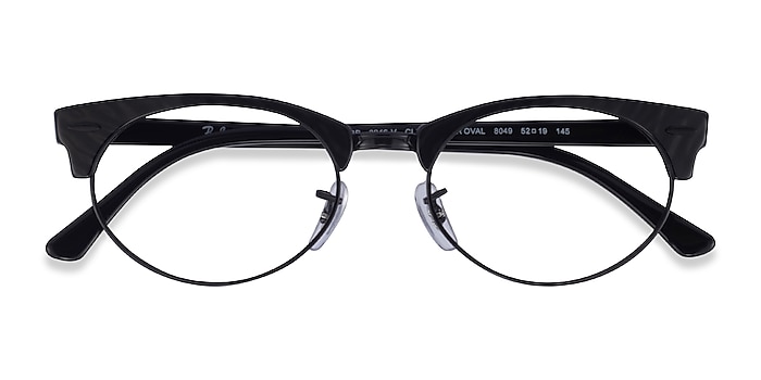 Black Striped Ray-Ban Clubmaster Oval -  Acetate Eyeglasses