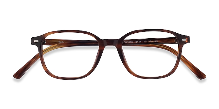Brown Striped Ray-Ban Leonard -  Acetate Eyeglasses