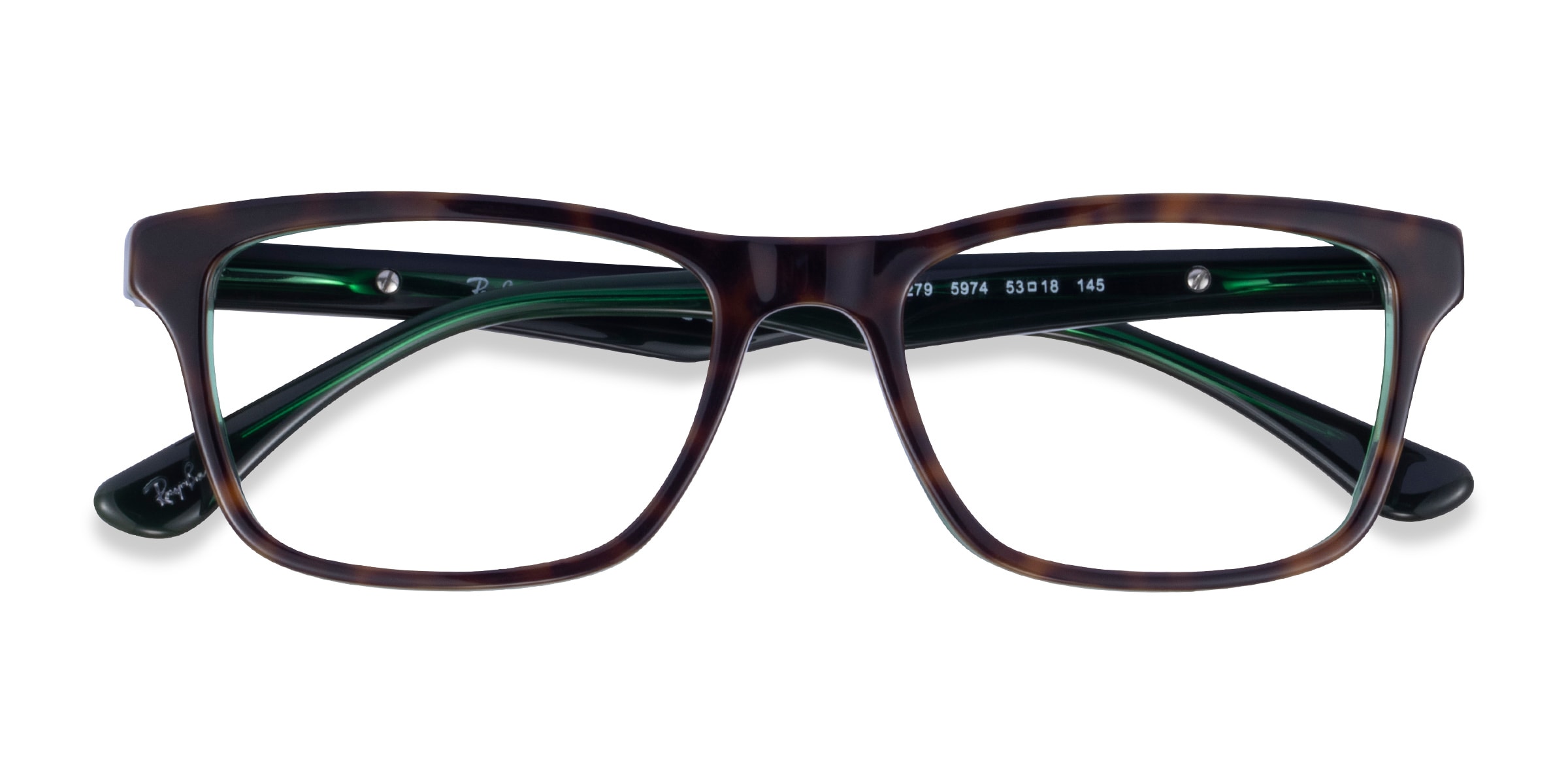 Ray-Ban RB5279 - Rectangle Tortoise Green Frame Eyeglasses 