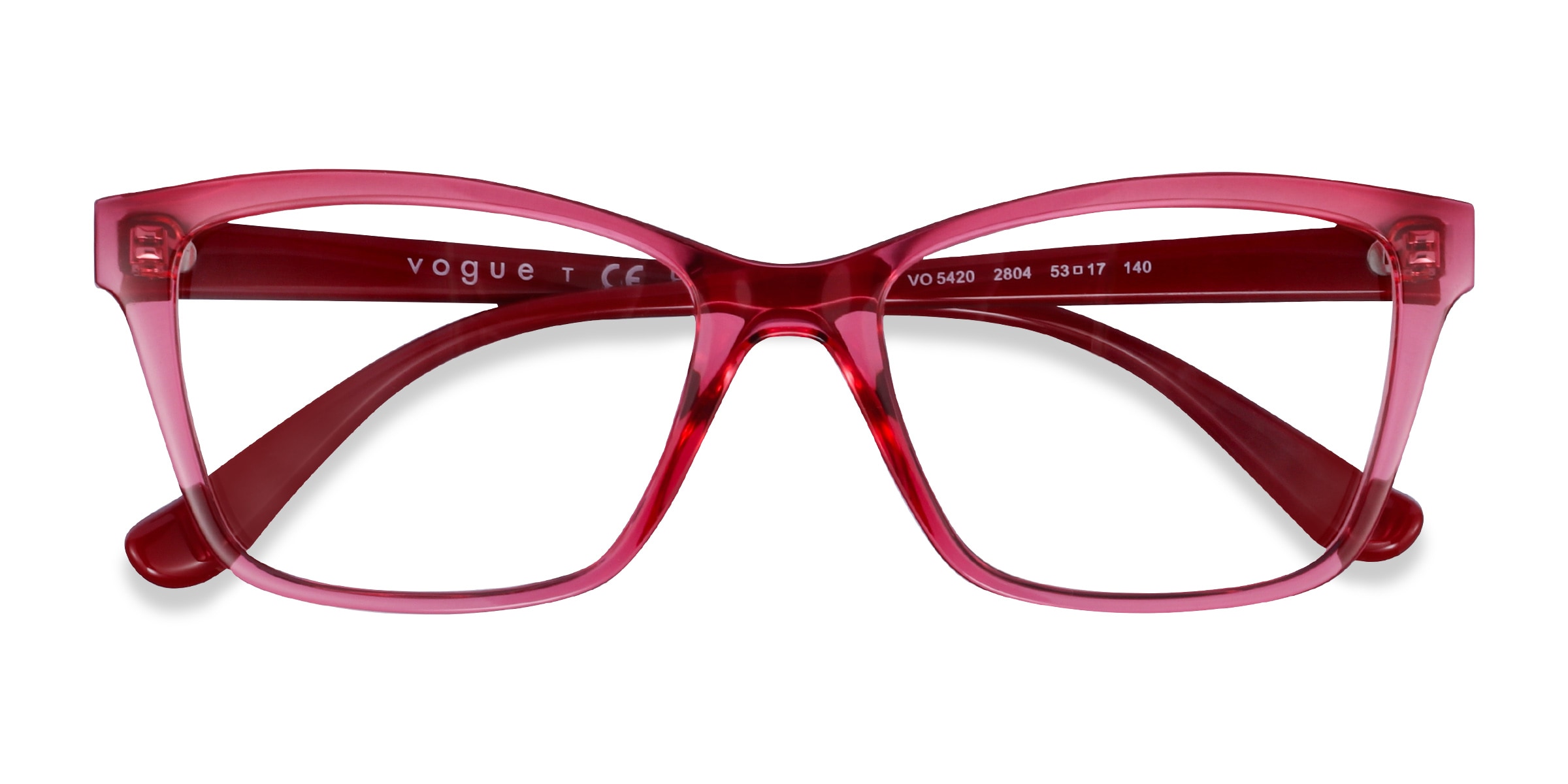 Vogue Eyewear VO5420 - Rectangle Transparent Cherry Frame Glasses For Women  | Eyebuydirect