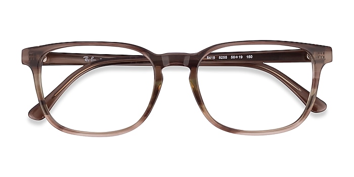 Striped Brown Green Ray-Ban RB5418 -  Acetate Eyeglasses