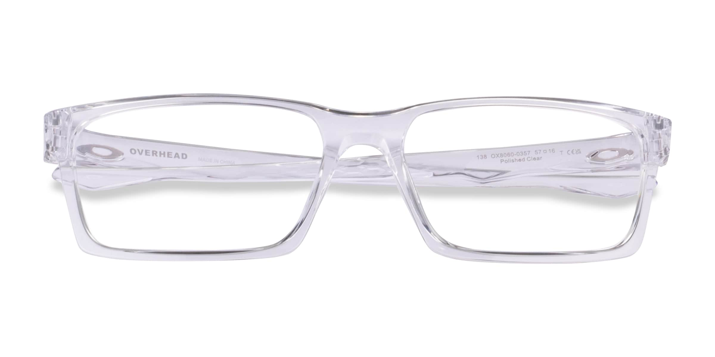 Oakley Overhead - Rectangle Polished Clear Frame Glasses For Men