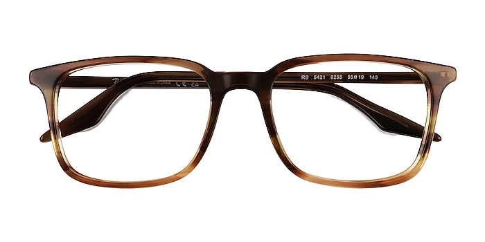 Striped Brown Ray-Ban RB5421 -  Acetate Eyeglasses
