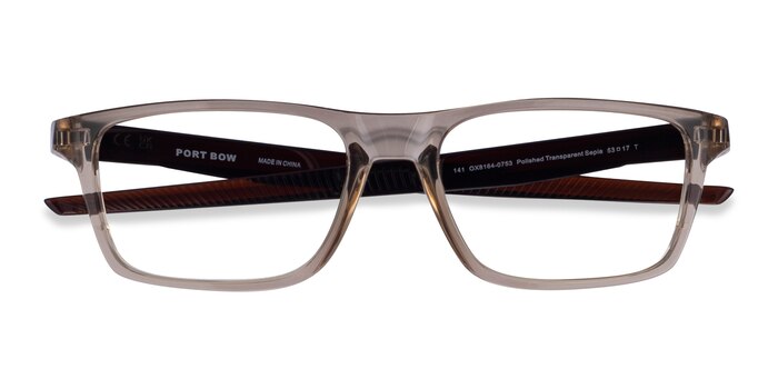 Clear Brown Oakley Port Bow -  Plastic Eyeglasses