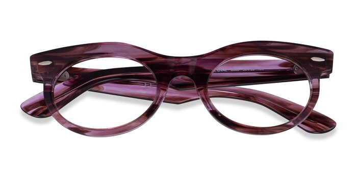 Striped Clear Purple Ray-Ban RB2242V Wayfarer Oval -  Plastique Lunettes de vue