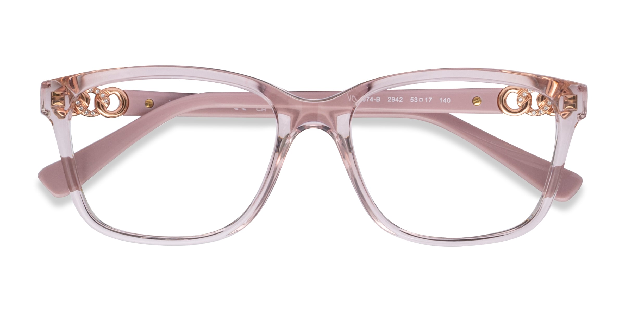 Vogue Eyewear VO5574B - Square Clear Pink Frame Glasses For Women |