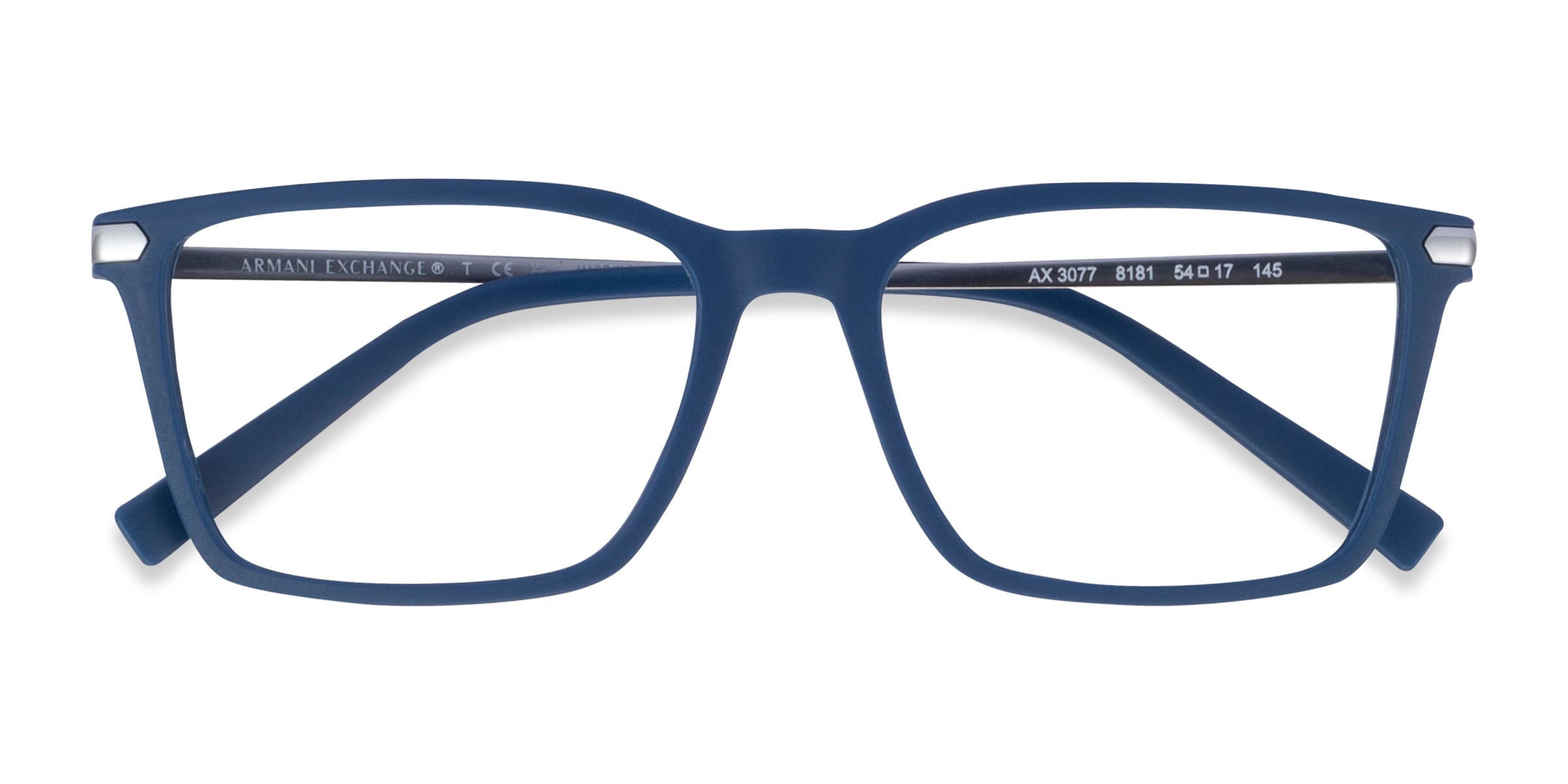 Armani Exchange AX3077 - Rectangle Matte Blue Frame Eyeglasses ...