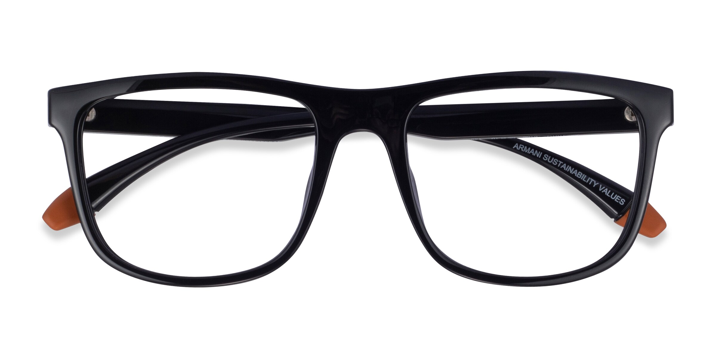 Armani Exchange AX3101U - Square Shiny Black Frame Eyeglasses