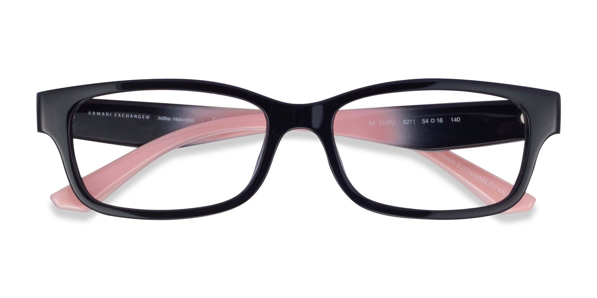 Armani Exchange Black and Pink Sunglasses Armani Exchange AX3107U - Rectangle Shiny Black Frame  main image 2