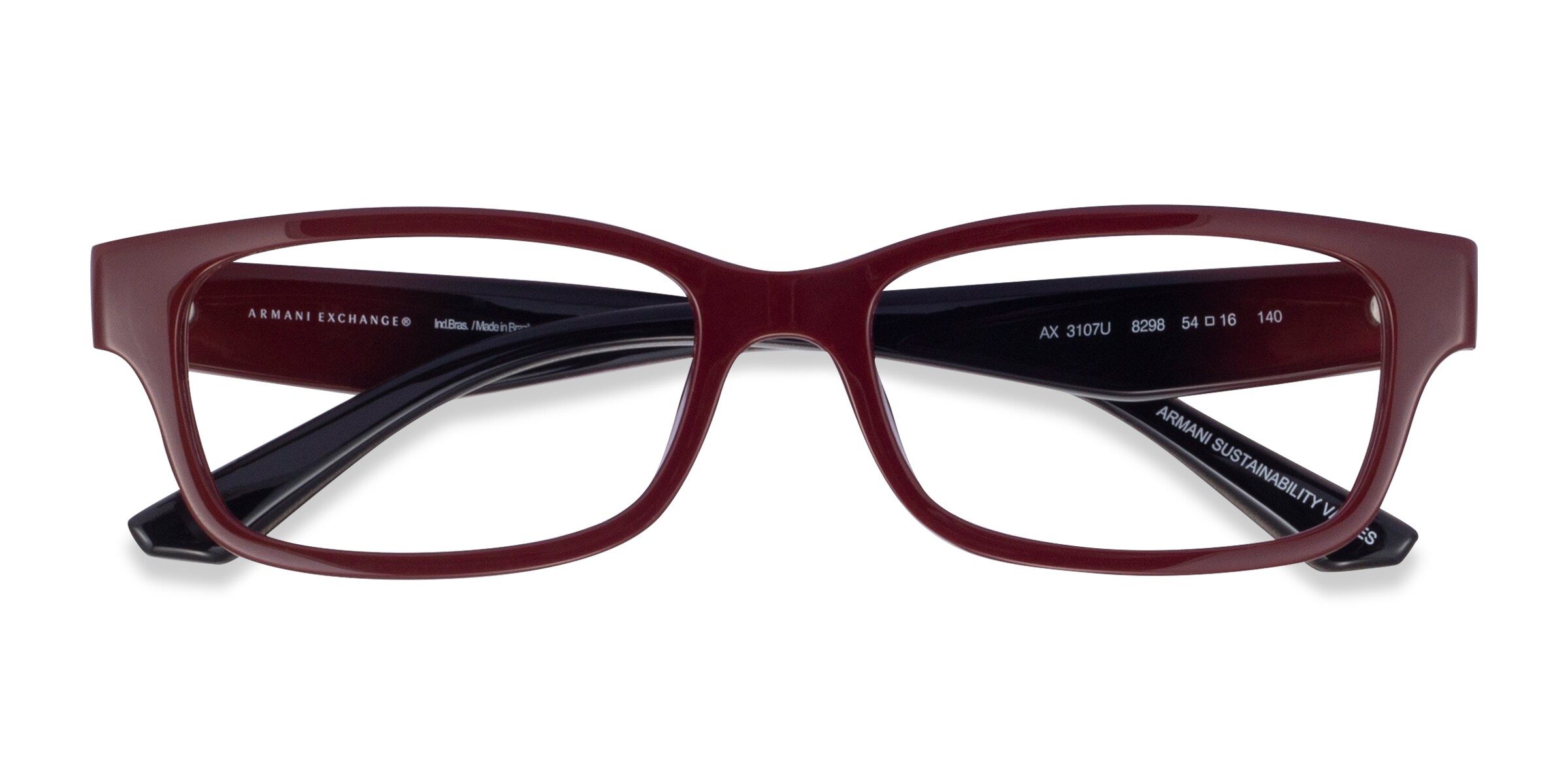 Armani Exchange AX3107U - Rectangle Dark Red Frame Glasses  display picture 3