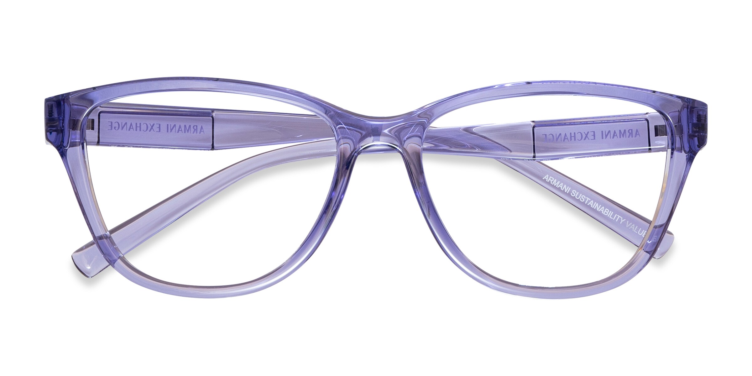 Armani Exchange AX3111U Cat Eye Shiny Transparent Purple Frame Glasses  For Women Eyebuydirect