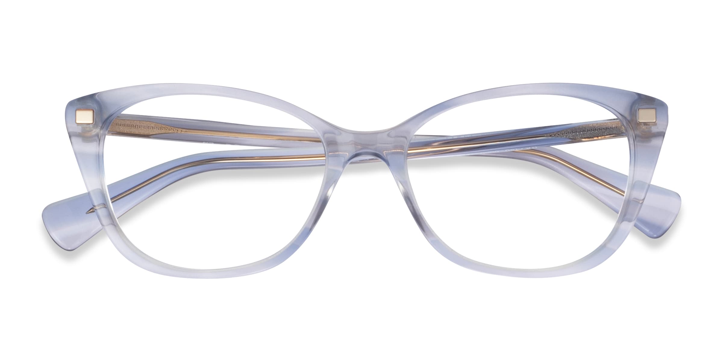 Ralph RA7146 - Cat Eye Striped Blue Clear Frame Eyeglasses |