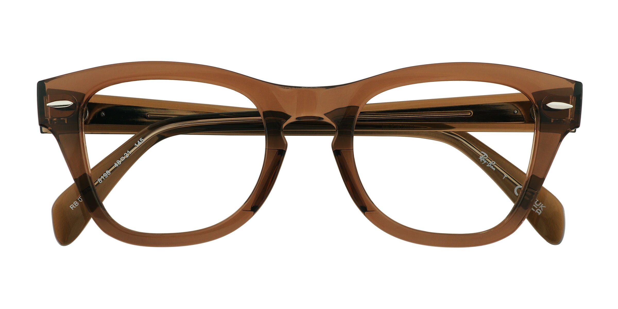 RayBan RB0707V Cat Eye Transparent Brown Frame Eyeglasses