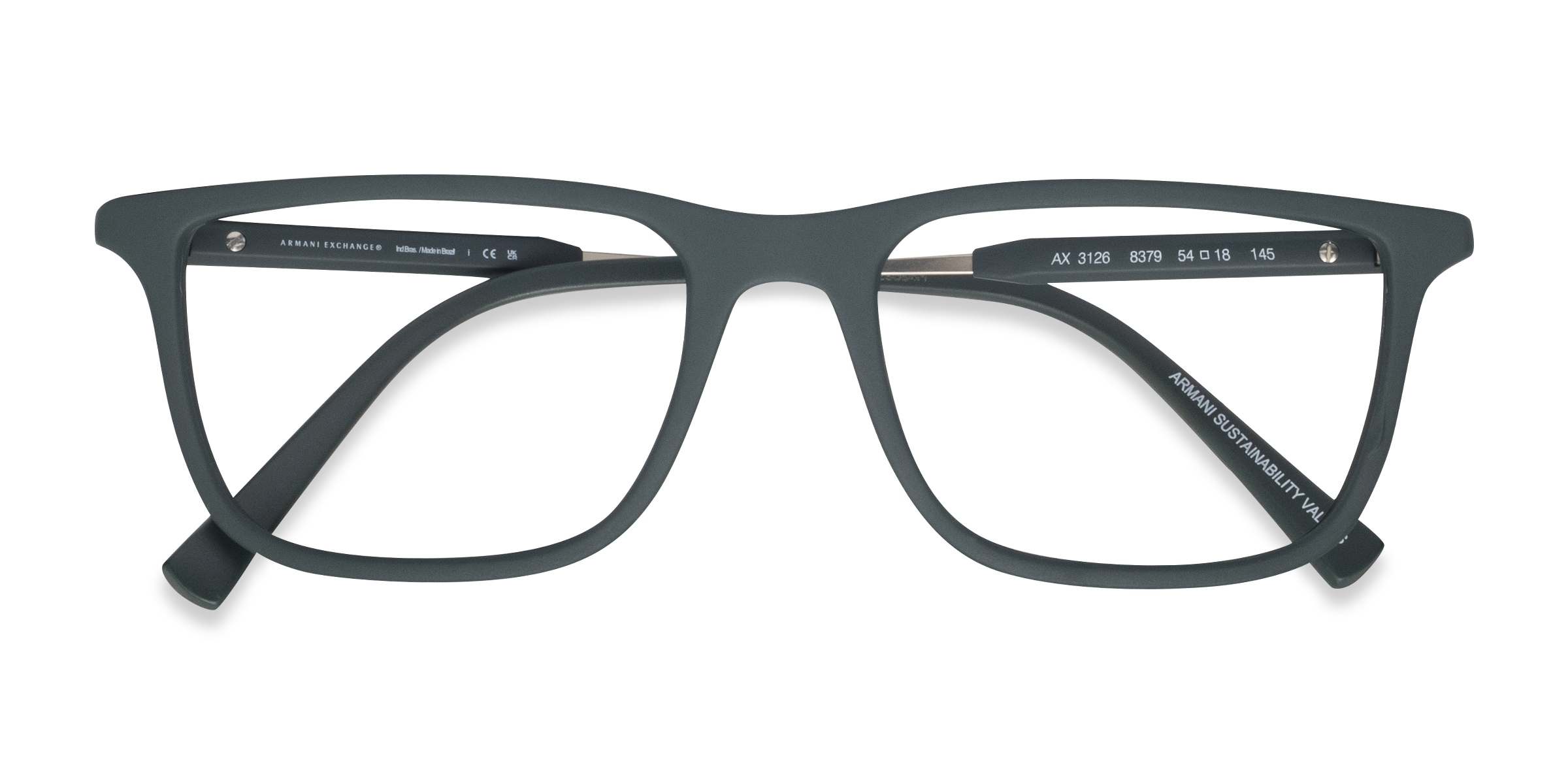 ayamii　0930 Armani Exchange AX3126 - Rectangle Black Frame Eyeglasses