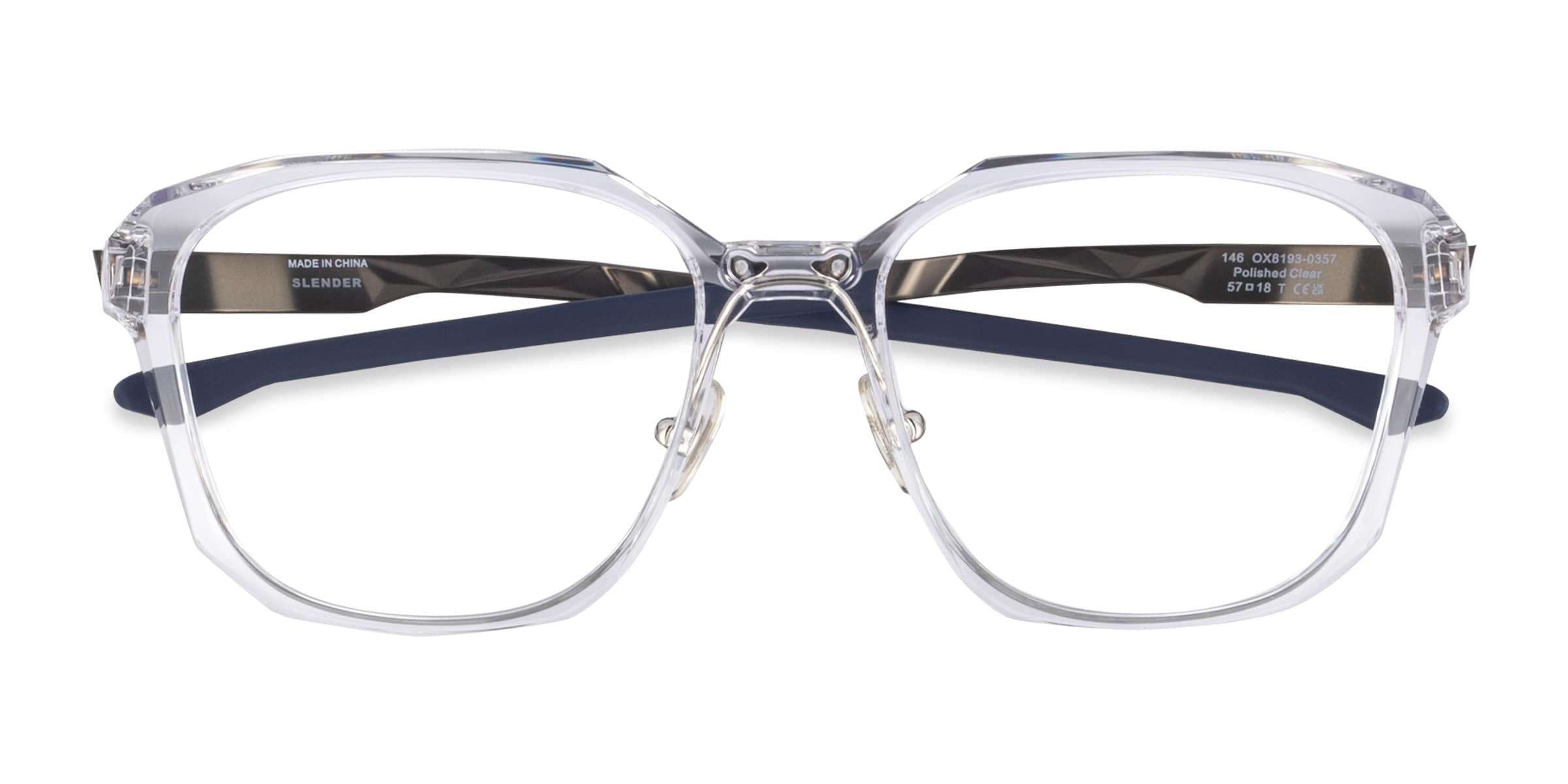 Oakley Slender - Square Polished Clear Frame Eyeglasses |