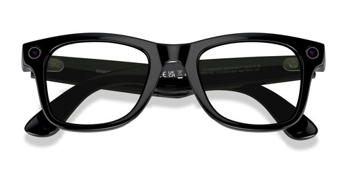Unisex s square Shiny Black Plastic Prescription sunglasses - Eyebuydirect s Ray-Ban Meta Wayfarer