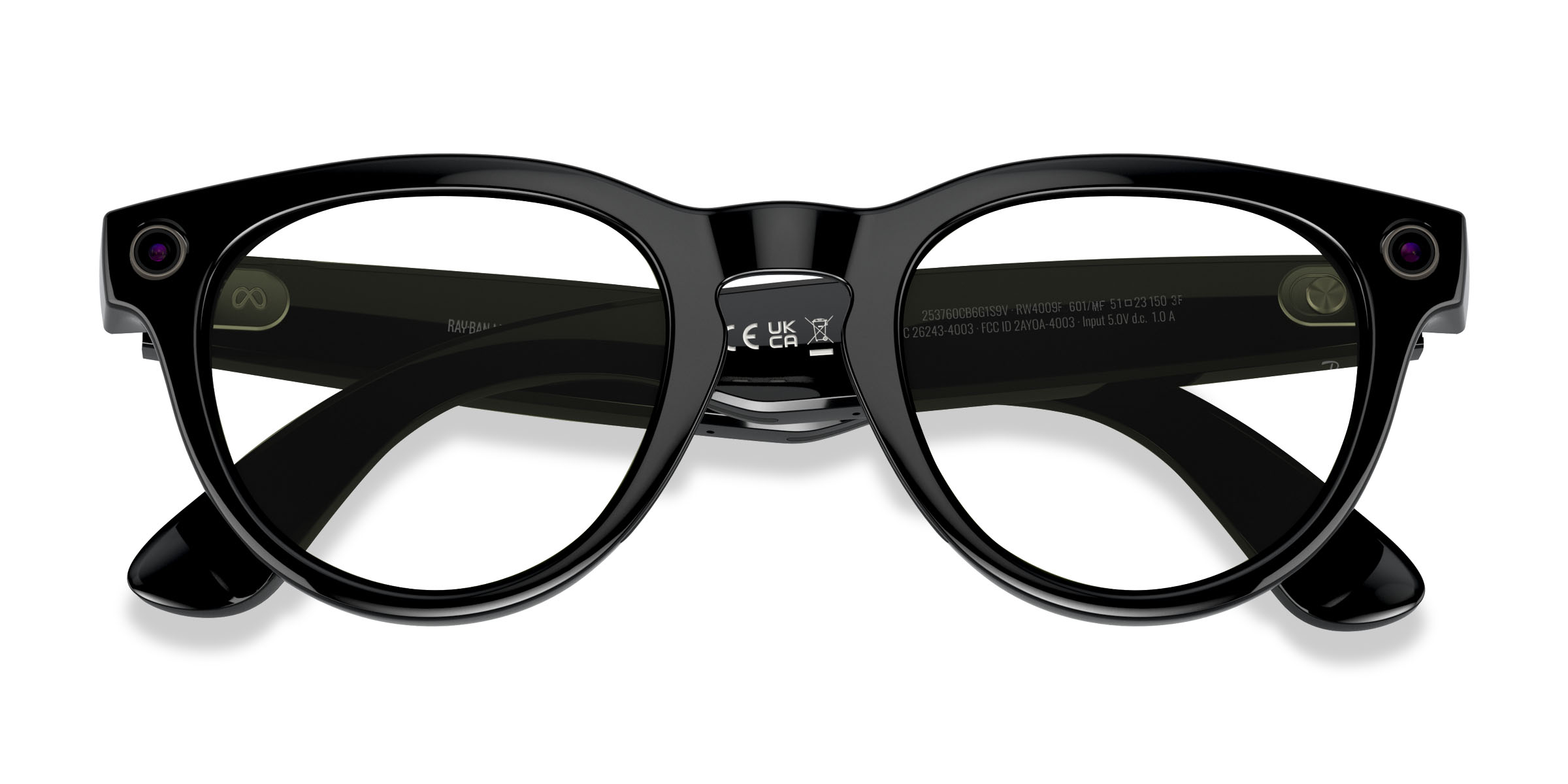 Unisex s round Polished Black Plastic Prescription sunglasses - Eyebuydirect s Ray-Ban Meta (Gen 1) Headliner Low Bridge Fit