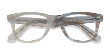 Photo Striped Light Blue Ray-Ban Wayfarer Ease Change -  Plastique Lunettes de vue
