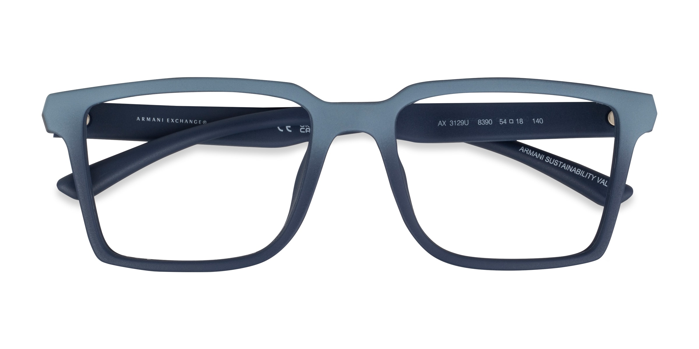 Armani Exchange AX3129U - Square Matte Blue Gradient Frame Glasses