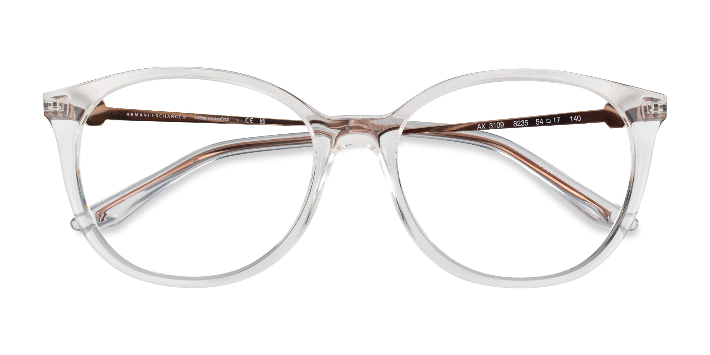 Armani Exchange AX3109 - Cat Eye Shiny Crystal Frame Glasses For