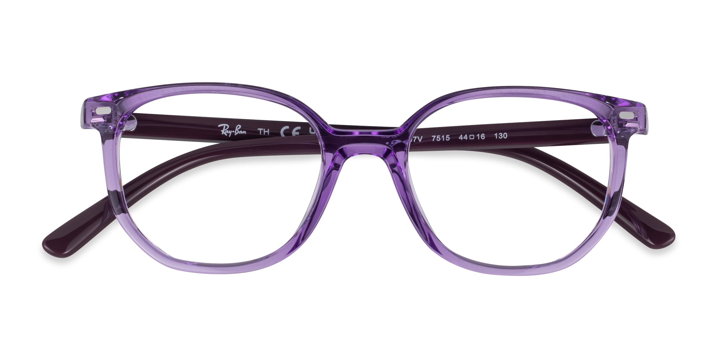 Ray-Ban Junior Ellot - Square Transparent Violet Frame Glasses For