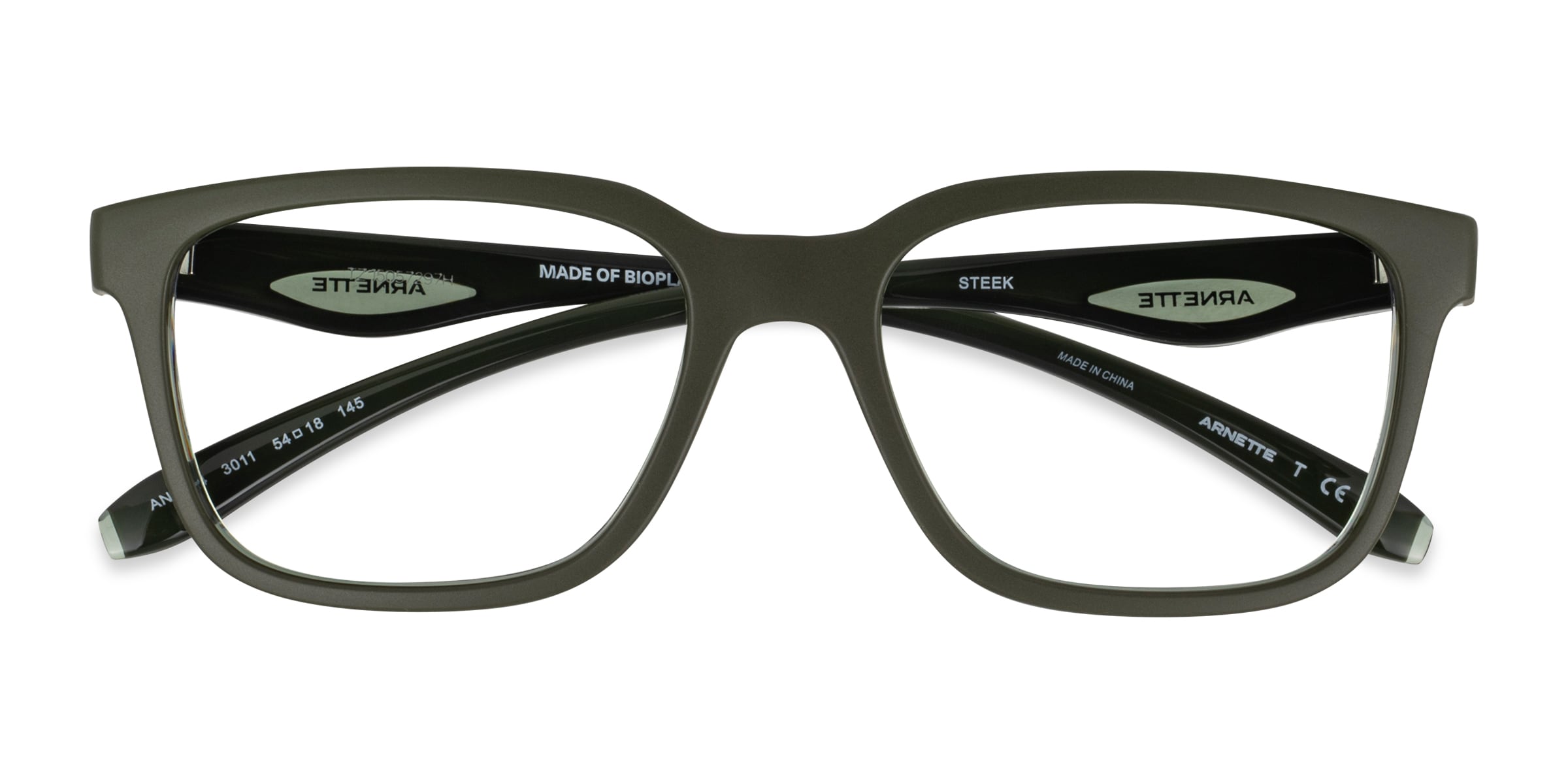 ARNETTE Steek - Square Military Transparent Green Frame Glasses For Men ...