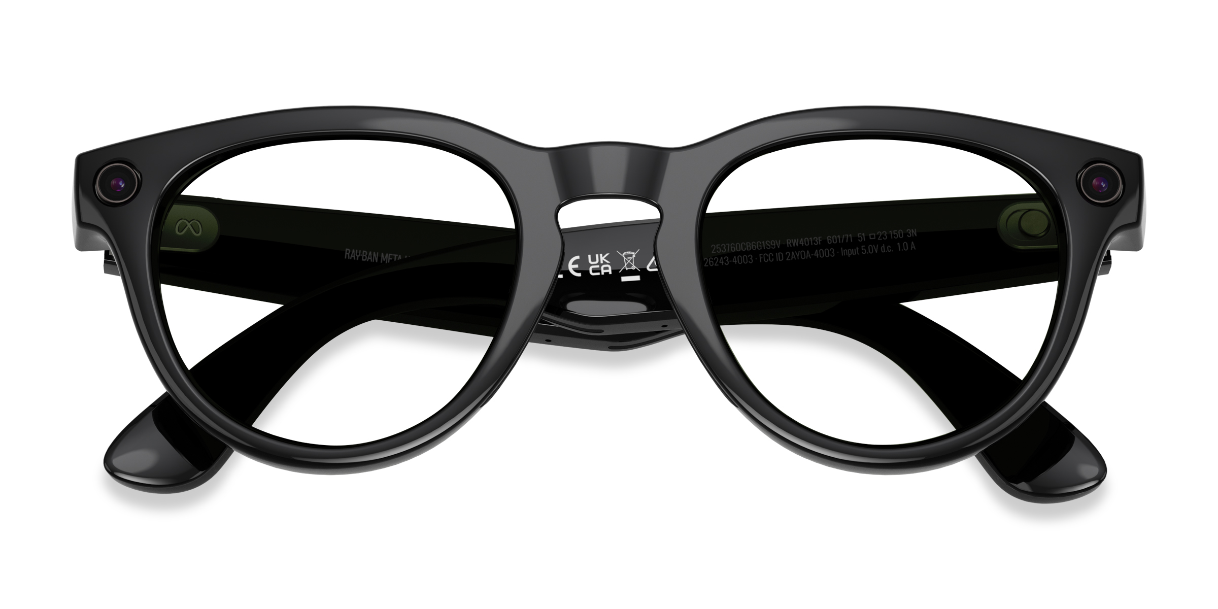 Unisex s round Shiny Black Plastic Prescription sunglasses - Eyebuydirect s Ray-Ban Meta (Gen 2) Headliner Low Bridge Fit