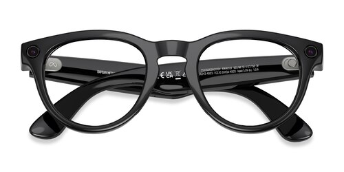 Unisex s round Shiny Black Plastic Prescription sunglasses - Eyebuydirect s Ray-Ban Meta (Gen 2) Headliner Low Bridge Fit