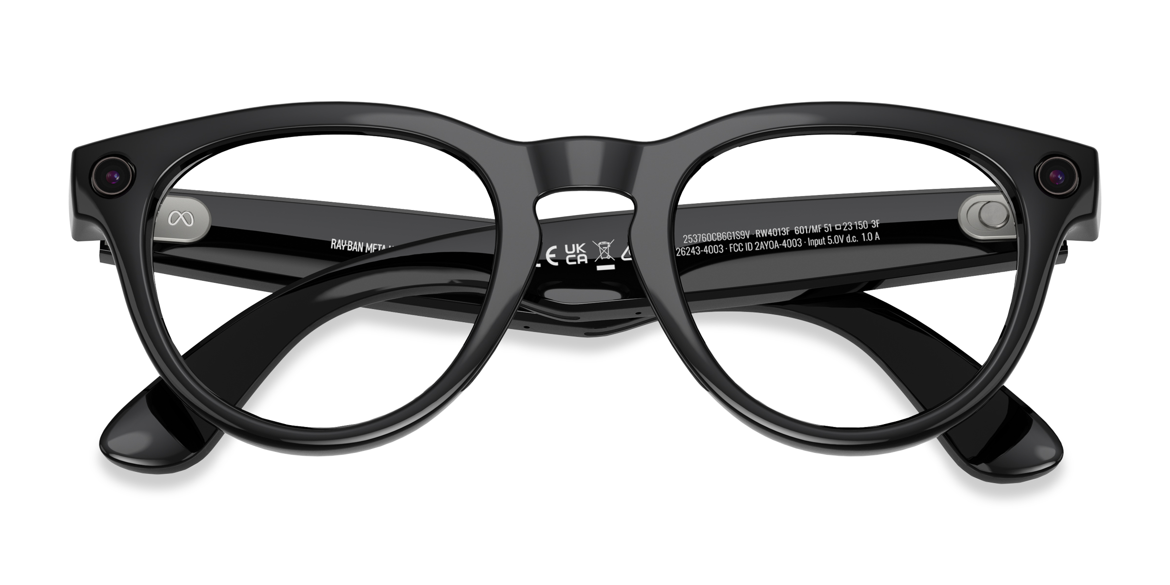 Unisex s round Shiny Black Plastic Prescription sunglasses - Eyebuydirect s Ray-Ban Meta (Gen 2) Headliner Low Bridge Fit