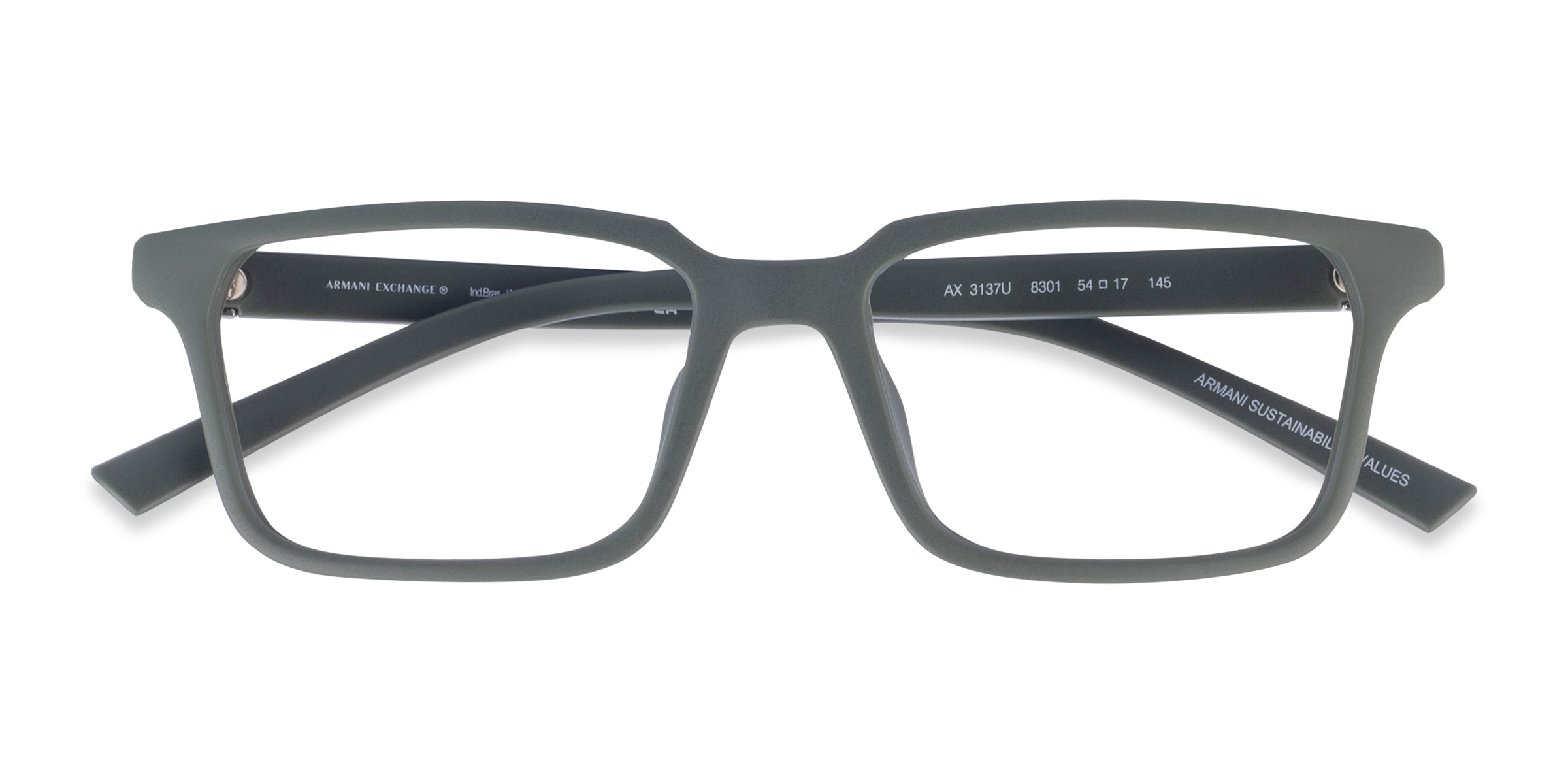 Armani Exchange AX3137U - Rectangle Matte Green Frame Glasses For