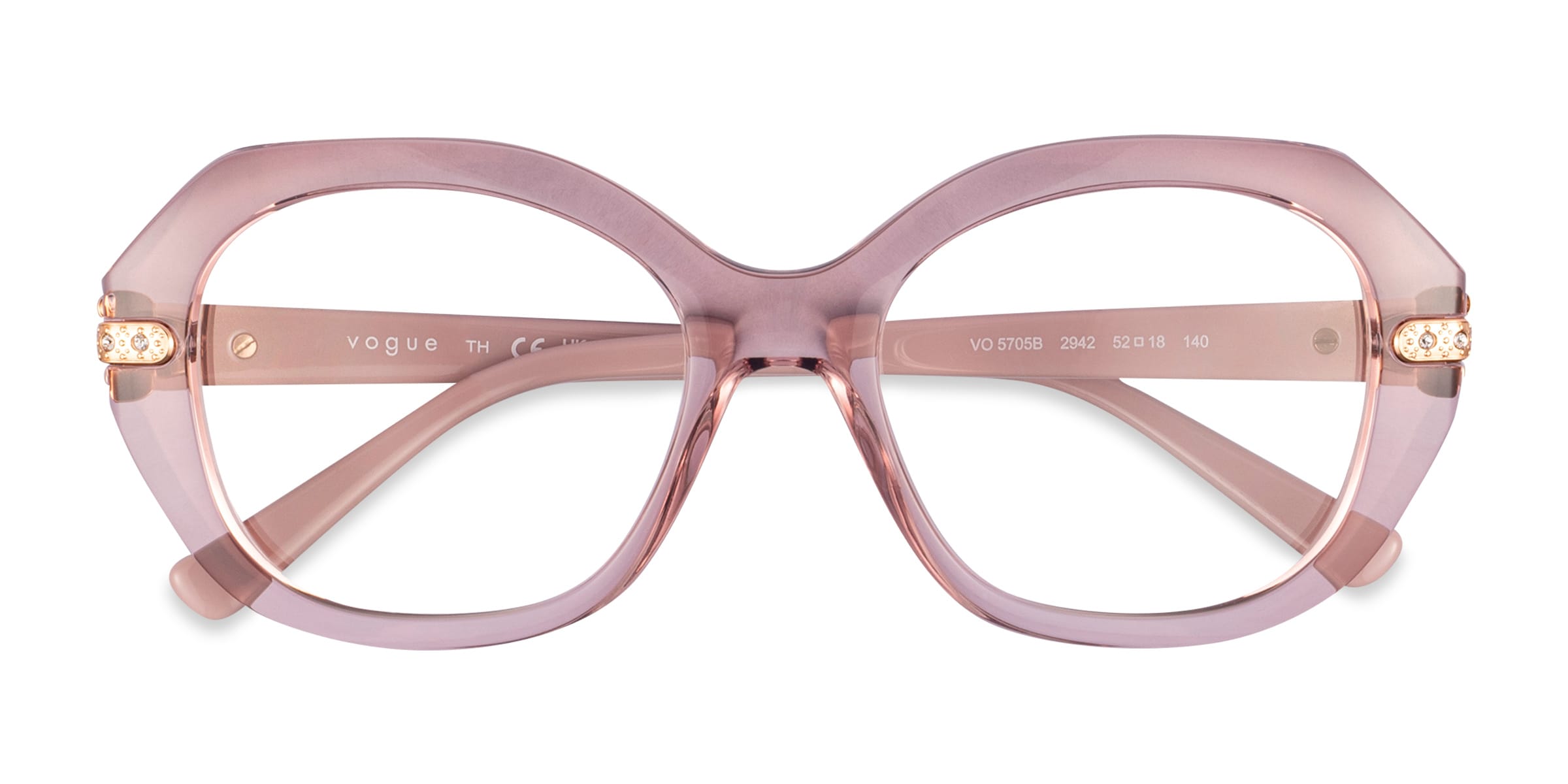 Vogue Eyewear VO5705B - Geometric Transparent Pink Frame Glasses For ...